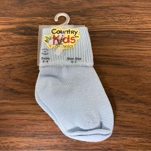 $1 NWT Country Kids Organics Turncuff Baby Blue Socks 3-4